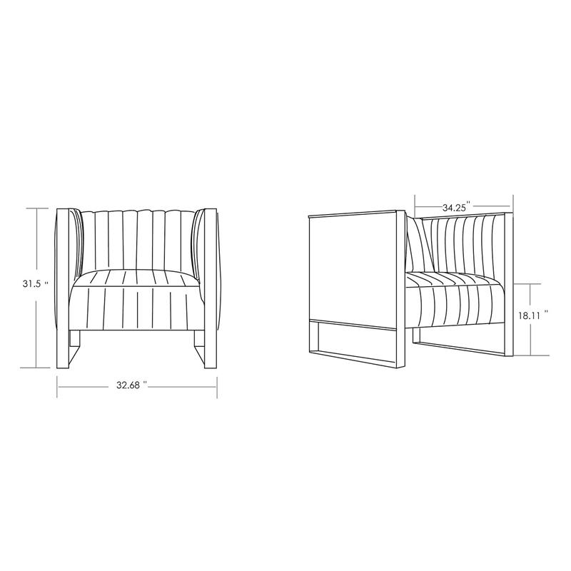 Manhattan Comfort Trillium Velvet Accent Chair in Black/Gold (Set of 2)