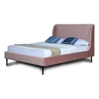 Manhattan Comfort Heather Velvet Full Size Bed Frame in Blush Pink/Black