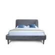 Manhattan Comfort Heather Velvet Queen Bed Frame in Gray/Black