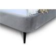Manhattan Comfort Heather Velvet Queen Bed Frame in Gray/Black