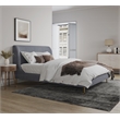 Manhattan Comfort Heather Velvet Queen Bed Frame in Gray/Black