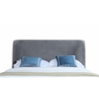 Manhattan Comfort Heather Velvet Queen Bed Frame in Gray/Black