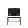 Manhattan Comfort Maintenon Wood Leatherette Accent Chair in Natural & Black