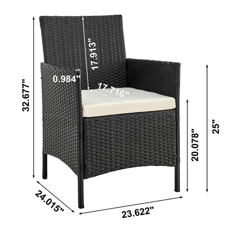 Manhattan Comfort Imperia 3-Piece Rattan Patio Conversation Set in Gray/Cream