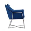Origami Modern Geometric Blue Velvet Upholstered Stainless Steel Accent Chair
