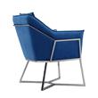 Origami Modern Geometric Blue Velvet Upholstered Stainless Steel Accent Chair