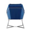 Origami Modern Geometric Blue Velvet Upholstered Stainless Steel Accent Chair