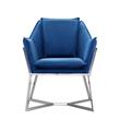 Origami Modern Geometric Blue Velvet Upholstered Stainless Steel Accent Chair