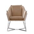 Origami Modern Geometric Fawn Tan Velvet Upholstery Stainless Steel Accent Chair