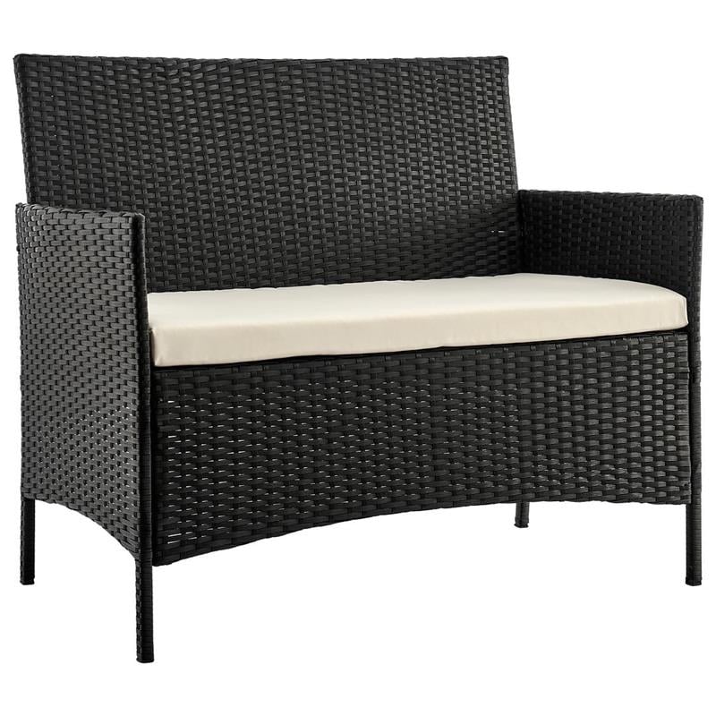Manhattan Comfort Imperia 4-Piece Rattan Patio Conversation Set in Gray/Cream