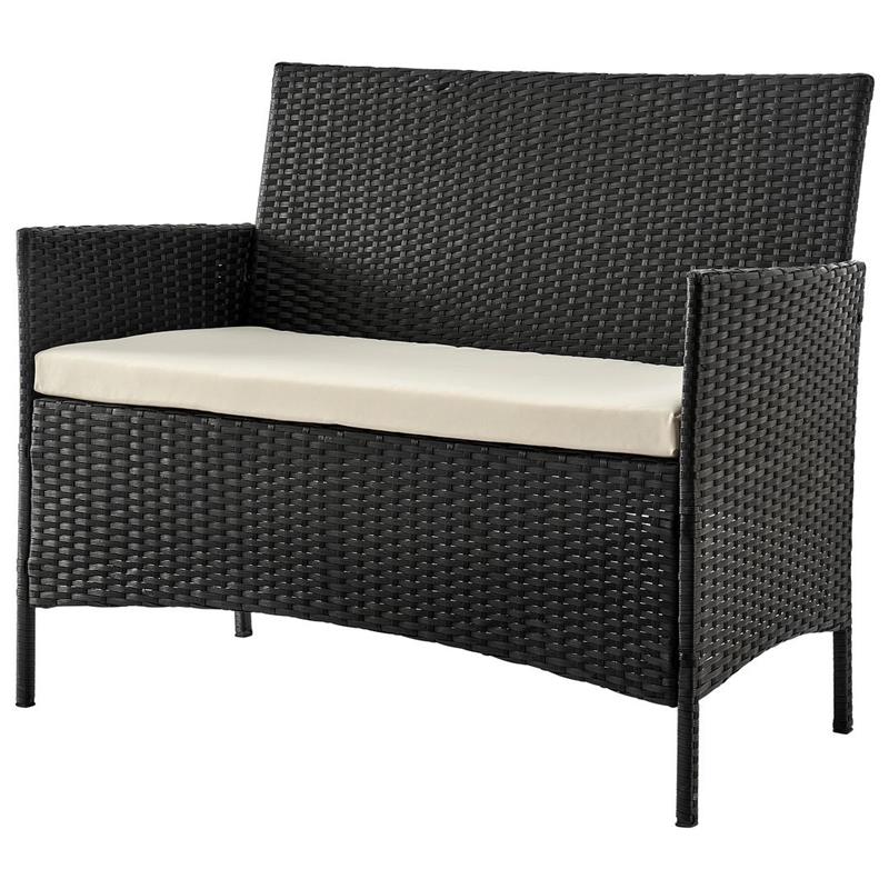 Manhattan Comfort Imperia 4-Piece Rattan Patio Conversation Set in Gray/Cream