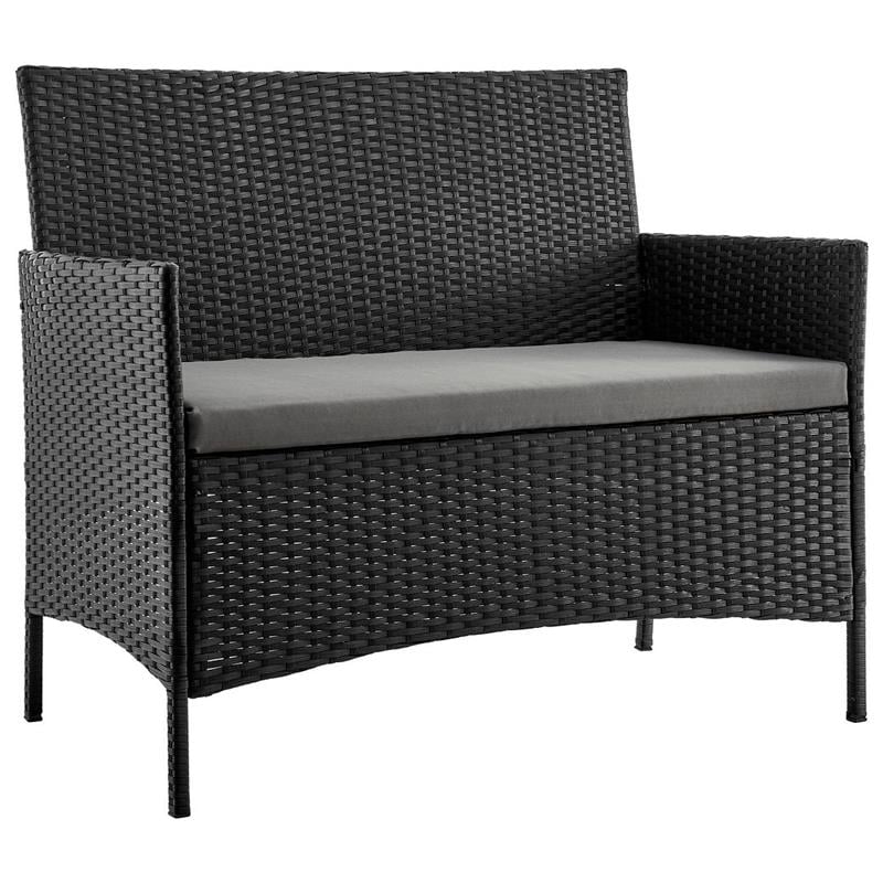 Manhattan Comfort Imperia 4-Piece Rattan Patio Conversation Set in Gray