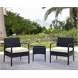 Manhattan Comfort Noli 3-Piece Rattan Patio Conversation Set in Gray/Cream