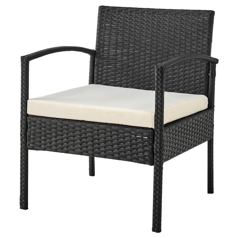 Manhattan Comfort Noli 3-Piece Rattan Patio Conversation Set in Gray/Cream