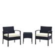 Manhattan Comfort Noli 3-Piece Rattan Patio Conversation Set in Gray/Cream