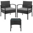 Manhattan Comfort Noli 3-Piece Rattan Patio Conversation Set in Gray
