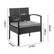 Manhattan Comfort Noli 3-Piece Rattan Patio Conversation Set in Gray