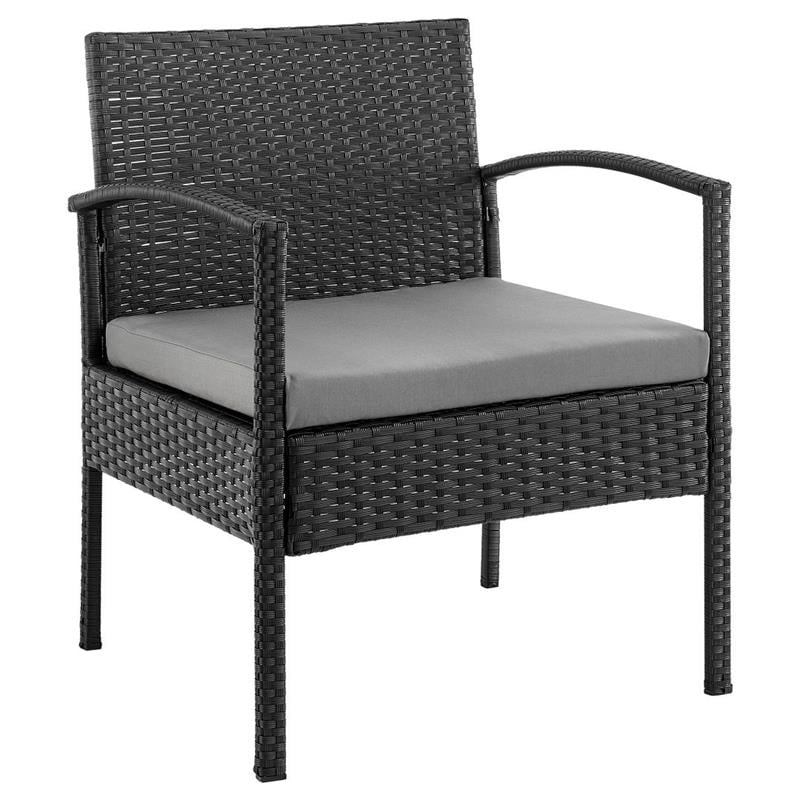 Manhattan Comfort Noli 3-Piece Rattan Patio Conversation Set in Gray