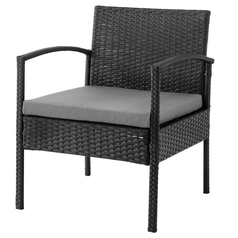 Manhattan Comfort Noli 3-Piece Rattan Patio Conversation Set in Gray