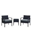 Manhattan Comfort Noli 3-Piece Rattan Patio Conversation Set in Gray