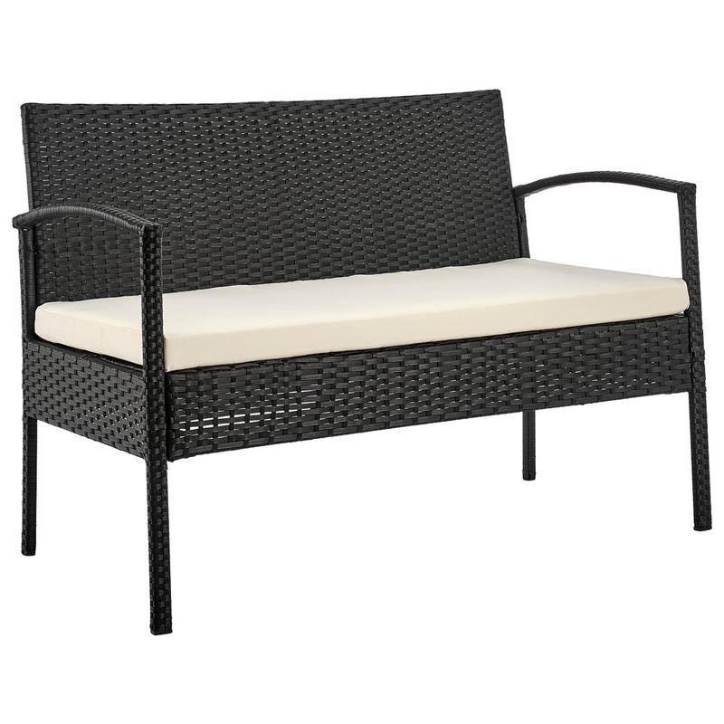 Manhattan Comfort Noli 4-Piece Rattan Patio Conversation Set in Gray/Cream