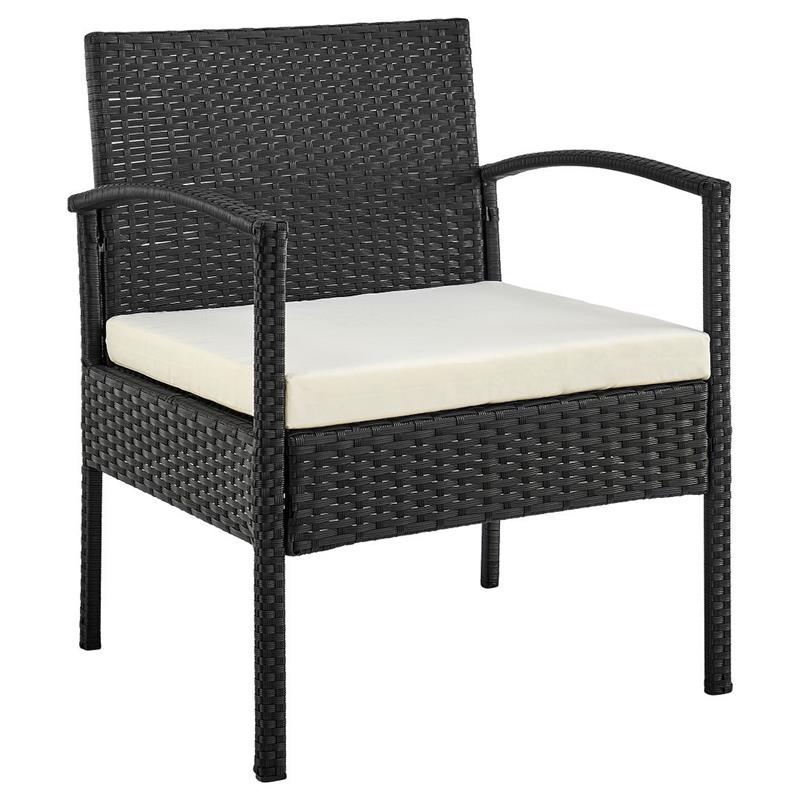 Manhattan Comfort Noli 4-Piece Rattan Patio Conversation Set in Gray/Cream