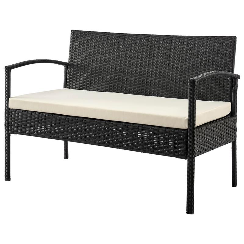 Manhattan Comfort Noli 4-Piece Rattan Patio Conversation Set in Gray/Cream