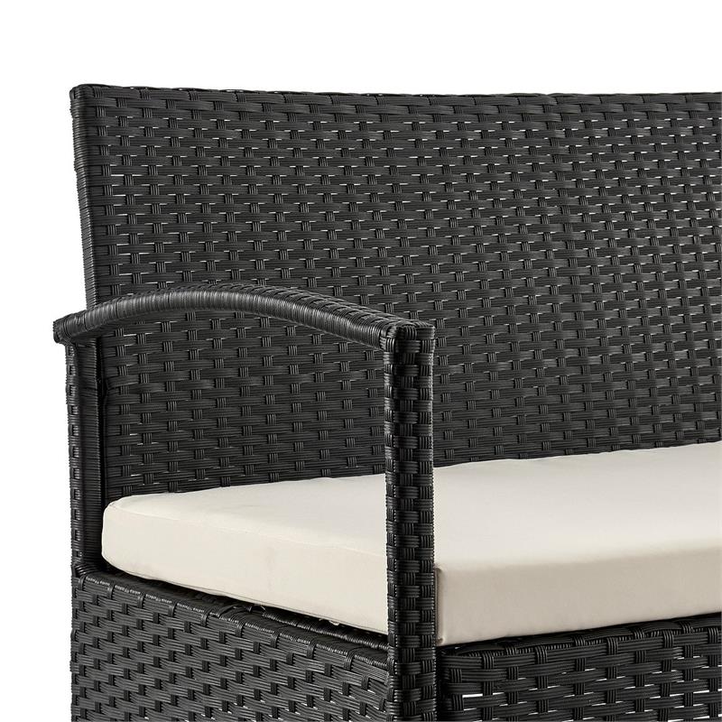 Manhattan Comfort Noli 4-Piece Rattan Patio Conversation Set in Gray/Cream