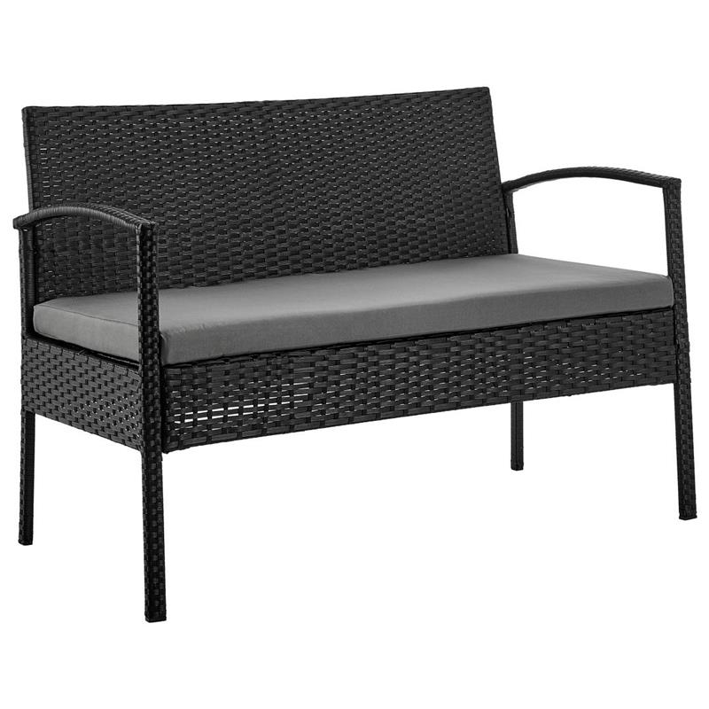 Manhattan Comfort Noli 4-Piece Rattan Patio Conversation Set in Gray