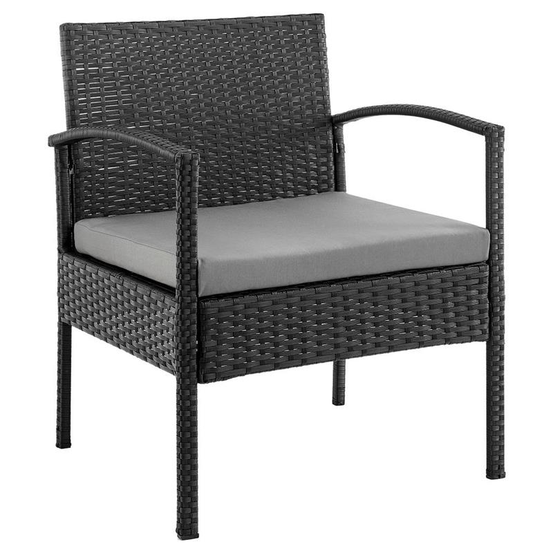 Manhattan Comfort Noli 4-Piece Rattan Patio Conversation Set in Gray