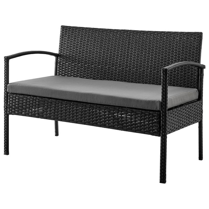 Manhattan Comfort Noli 4-Piece Rattan Patio Conversation Set in Gray