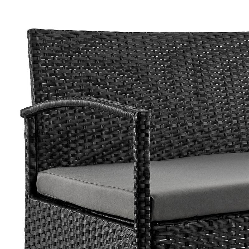 Manhattan Comfort Noli 4-Piece Rattan Patio Conversation Set in Gray