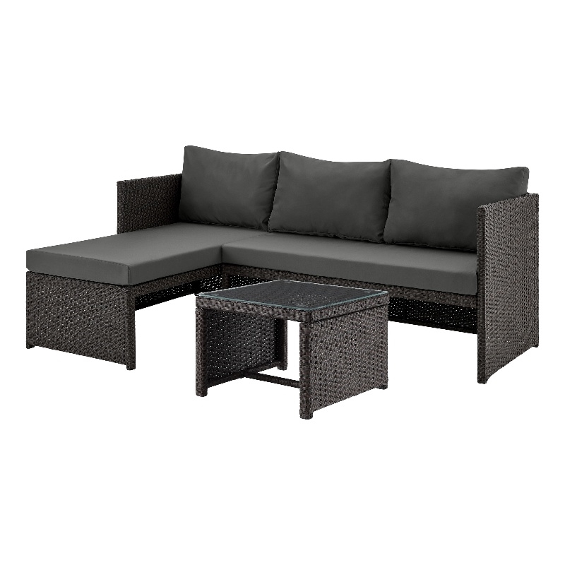 Manhattan Comfort Menton 4-Seat Rattan Patio Conversation Set in Gray