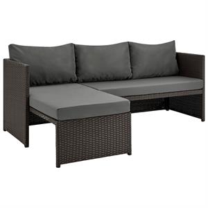 Manhattan Comfort Menton 4-Seat Rattan Patio Conversation Set in Gray