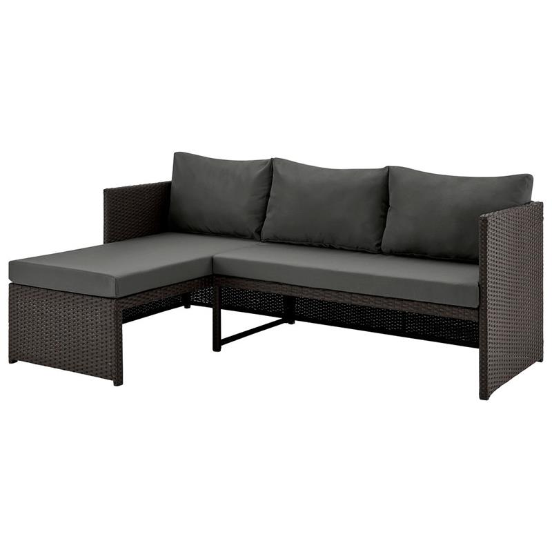 Manhattan Comfort Menton 4-Seat Rattan Patio Conversation Set in Gray