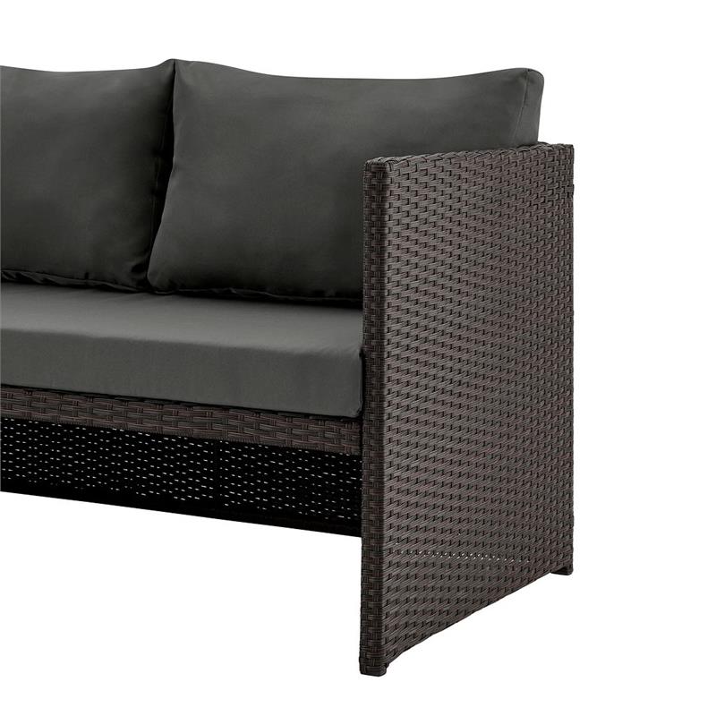 Manhattan Comfort Menton 4-Seat Rattan Patio Conversation Set in Gray