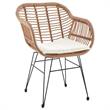 Manhattan Comfort Antibes 3-Piece Rattan Patio Conversation Set in Brown/Cream