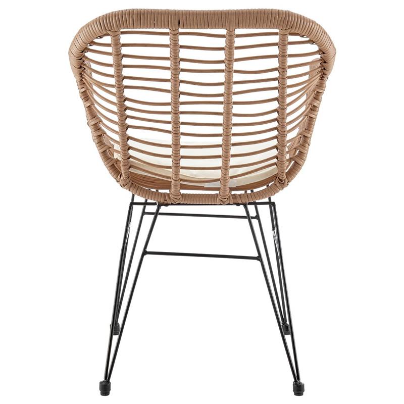 Manhattan Comfort Antibes 3-Piece Rattan Patio Conversation Set in Brown/Cream