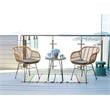 Manhattan Comfort Antibes 3-Piece Rattan Patio Conversation Set in Brown/Gray