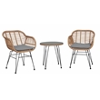 Manhattan Comfort Antibes 3-Piece Rattan Patio Conversation Set in Brown/Gray