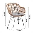 Manhattan Comfort Antibes 3-Piece Rattan Patio Conversation Set in Brown/Gray
