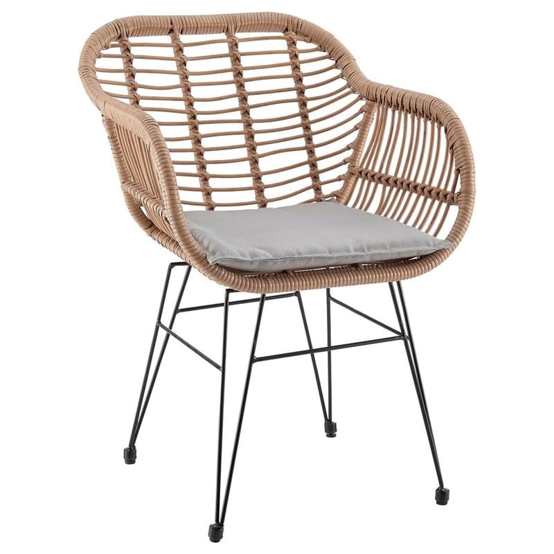 Manhattan Comfort Antibes 3-Piece Rattan Patio Conversation Set in Brown/Gray