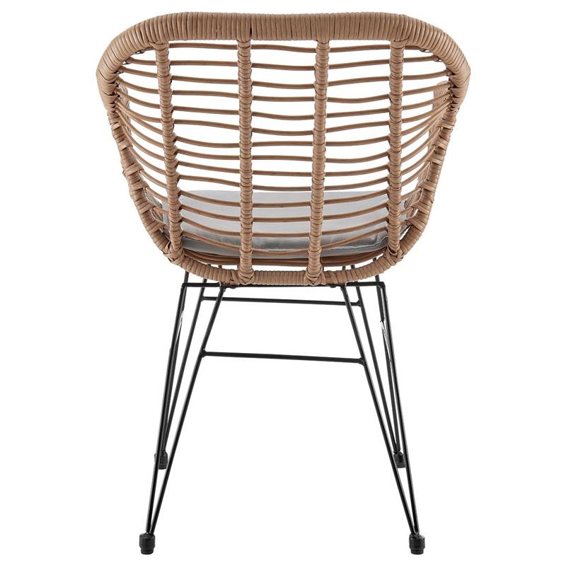 Manhattan Comfort Antibes 3-Piece Rattan Patio Conversation Set in Brown/Gray