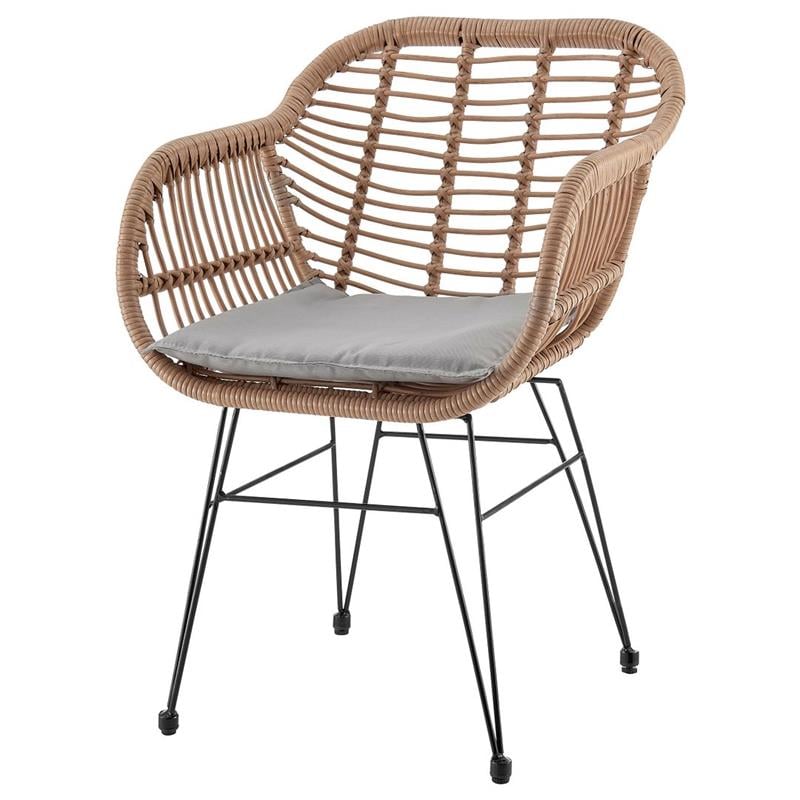Manhattan Comfort Antibes 3-Piece Rattan Patio Conversation Set in Brown/Gray