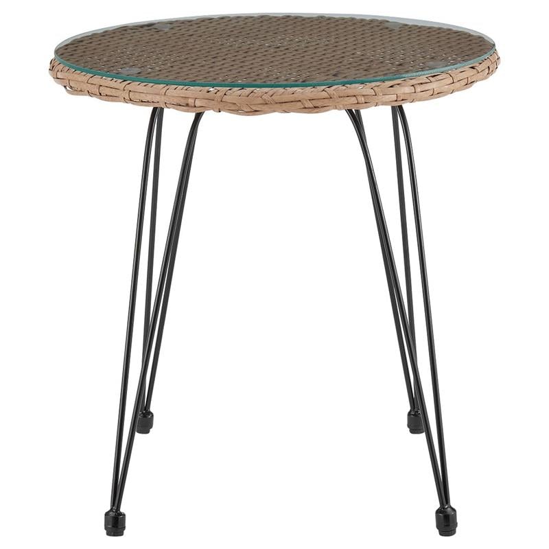 Manhattan Comfort Antibes 3-Piece Rattan Patio Conversation Set in Brown/Gray