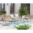 Manhattan Comfort Antibes 4-Piece Rattan Patio Conversation Set in Cream