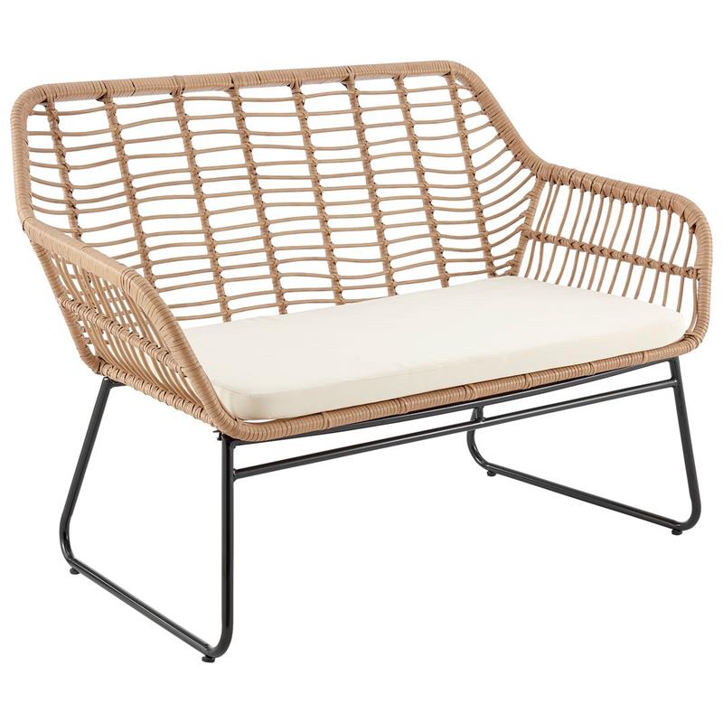 Manhattan Comfort Antibes 4-Piece Rattan Patio Conversation Set in Cream