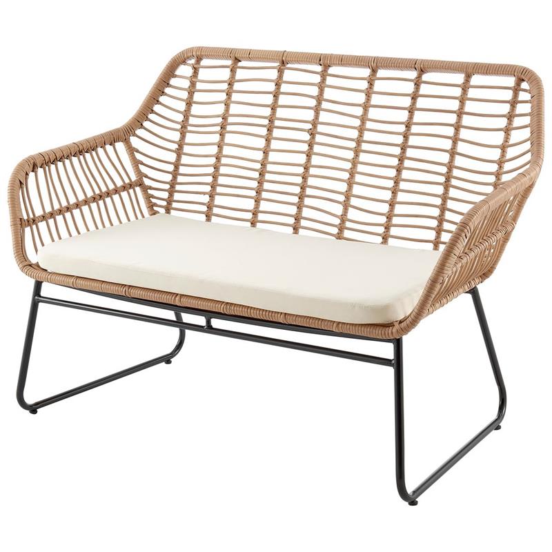 Manhattan Comfort Antibes 4-Piece Rattan Patio Conversation Set in Cream