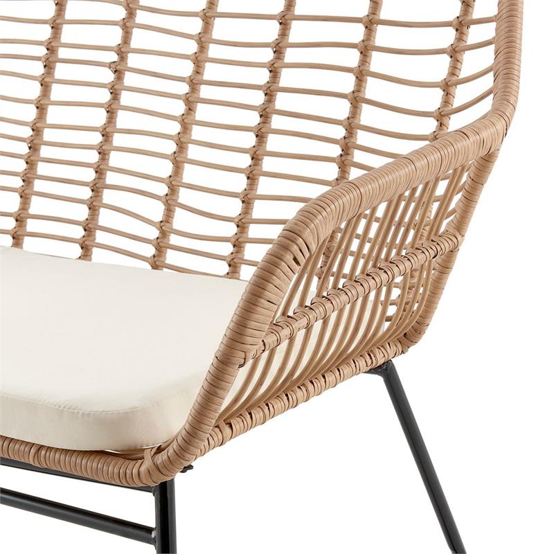Manhattan Comfort Antibes 4-Piece Rattan Patio Conversation Set in Cream