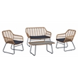 Manhattan Comfort Antibes 4-Piece Rattan Patio Conversation Set in Gray